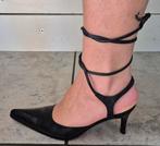 Mooie zwarte leren slingback pumps maat 38, Ophalen of Verzenden, Zo goed als nieuw, Zwart