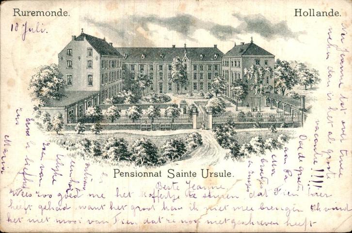 Ruremonde - Pensionnat Saint Ursule, Verzamelen, Ansichtkaarten | Nederland, Gelopen, Limburg, Voor 1920, Ophalen of Verzenden