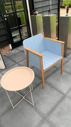 Fraaie houten design stoel koopje!, Huis en Inrichting, Stoelen, Ophalen, Blauw, Zo goed als nieuw, Eén