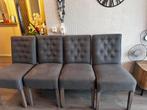 4 Grijze Eetkamerstoelen, Ophalen of Verzenden, Gebruikt, Stof