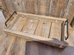 Houten Dienblad met IJzeren Handgrepen - 39x20x5cm, Ophalen of Verzenden, Nieuw, Rechthoekig, Hout