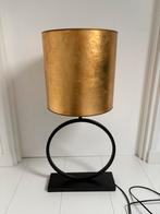 Zwarte ronde tafellamp met gouden kap, Ophalen, Zo goed als nieuw, 50 tot 75 cm