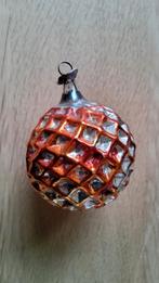Antiek gekleurde glazen kerstbal met putjes uit 1920., Ophalen of Verzenden