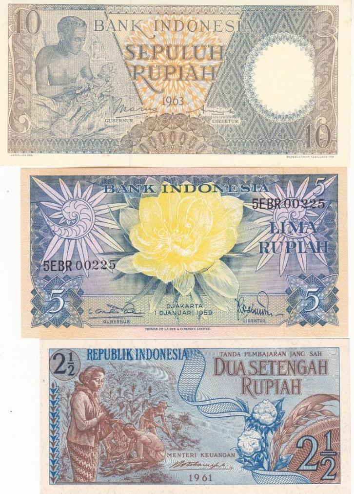 INDONESIA     2  1/2 - 5 - 10  RUPIAH   NIEUW, Postzegels en Munten, Bankbiljetten | Nederland, 10 gulden, Verzenden