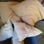 2 grote rib kussens beige en 2 gewone kussen creme, Ophalen, Gebruikt, Beige, Vierkant