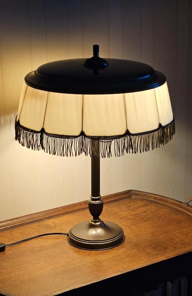vintage Tafellamp, Huis en Inrichting, Lampen | Tafellampen, Gebruikt, Minder dan 50 cm, Metaal, Stof, Ophalen of Verzenden