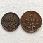 Albanië 1 en 2 qindar AR 1935, Ophalen of Verzenden, Overige landen