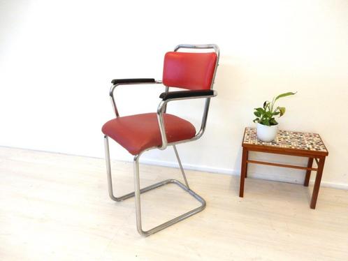 vintage stoel Industrieel gispen stijl eetkamerstoel chroom, Huis en Inrichting, Stoelen, Gebruikt, Eén, Metaal, Ophalen of Verzenden