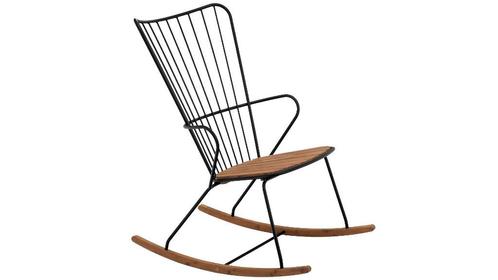 Houe Paon Schommelstoel zwart + bamboe; binnen en buitengebr, Tuin en Terras, Tuinstoelen, Nieuw, Aluminium, Ophalen
