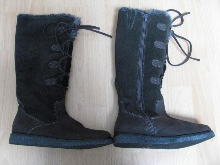 z.g.a.n. mooie grijze suede laarzen met bont - Maat 39, Kleding | Dames, Schoenen, Zo goed als nieuw, Hoge laarzen, Grijs, Ophalen of Verzenden