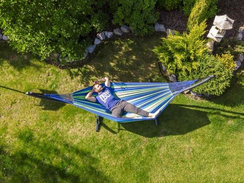 Hangmat met standaard merk Potenza, Tuin en Terras, Hangmatten, Zo goed als nieuw, Meerpersoons, Met standaard, Buiten, Ophalen