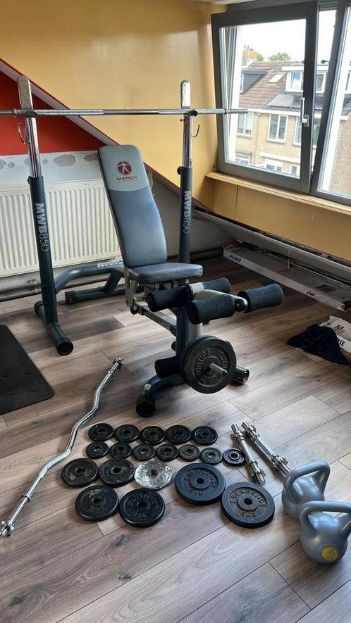 Complete Marcy MMW850 fitness set, Sport en Fitness, Fitnessmaterialen, Zo goed als nieuw, Fitnessbank, Ophalen