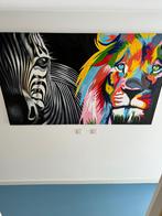 Mooi schilderij met leeuw en zebra, Ophalen