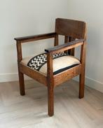 Amsterdamse School stoel – eiken – grafisch zitvlak – 1930s, Ophalen, Hout, Gebruikt, Bruin