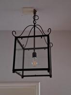 Smeedijzeren Hanglamp met Glas - Hal Lamp, Huis en Inrichting, Lampen | Hanglampen, Ophalen, Klassiek, Zo goed als nieuw, Glas