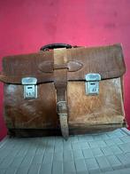 Retro leren schooltas, Gebruikt, Bruin, Aktetas of Boekentas, Leer