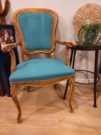 Louis XV Fauteuil Blauw/Groen, Gebruikt, Blauw, Ophalen of Verzenden, Stof