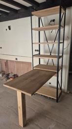 Moderne Eiken kast met schappen en tafel, Huis en Inrichting, Ophalen, Met plank(en), Gebruikt, 200 cm of meer