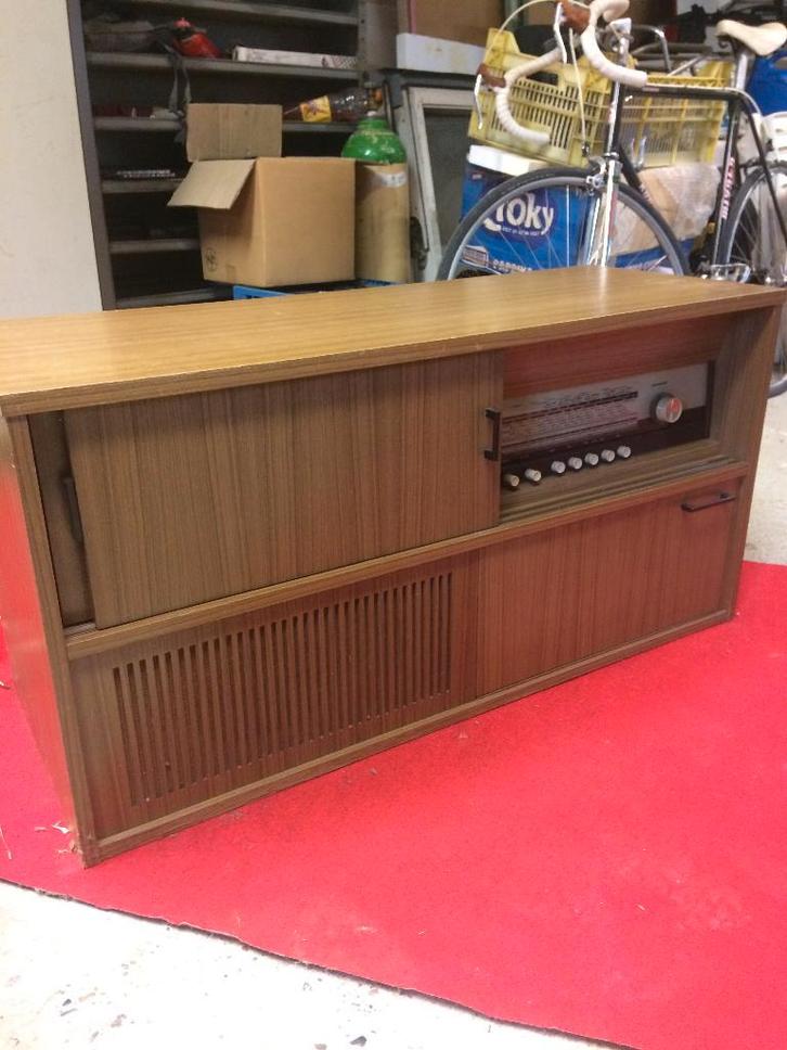 jaren-50 stereomeubel met radio en platenspeler, Audio, Tv en Foto, Stereo-sets, Gebruikt, Tuner of Radio, Speakers, Philips, Ophalen