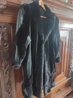 Bontmantel met leder, Kleding | Dames, Ophalen, Zo goed als nieuw, Maat 38/40 (M), Zwart