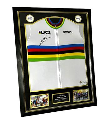 Mark Cavendish wereldkampioen Gesigneerde Ingelijst Shirt beschikbaar voor biedingen