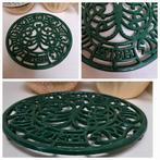 Gietijzeren Vintage Onderzetter  rond.. Groen, Antiek en Kunst, Ophalen of Verzenden
