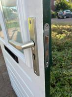 Hardhouten Buitendeur met Beslag, Melkglas & Brievenbus, Ophalen, Gebruikt, 80 tot 100 cm, Buitendeur