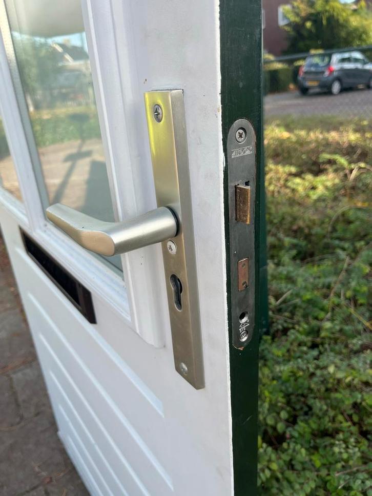 Hardhouten Buitendeuren met Beslag, zie fotos!, Doe-het-zelf en Verbouw, Deuren en Horren, Gebruikt, Buitendeur, 200 tot 215 cm