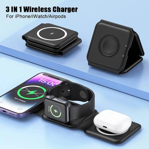 telefoon lader: 3 in 1 Magnetische draadloze opvouwbare snel, Telecommunicatie, Mobiele telefoons | Telefoon-opladers, Nieuw, Overige merken