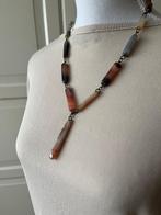 Vintage ketting met gepolijste Carneool agaat edelstenen, Verzenden, Zo goed als nieuw