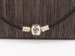 Leren Pandora collier met zilveren slot                Z40aa, Overige materialen, Gebruikt, ., Zwart