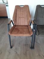 Nieuw 4x armstoel suède stof aluminium frame op wieltjes, Ophalen, Twee, Bruin, Nieuw