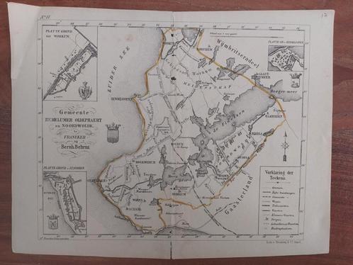 17 / Gemeente Hemelumer Oldephaert & Noordwolde Litho 1861, Antiek en Kunst, Kunst | Litho's en Zeefdrukken, Ophalen of Verzenden