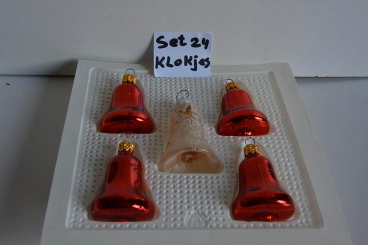 Set glazen klokjes en kerstballen Set 24, Diversen, Kerst, Zo goed als nieuw, Ophalen of Verzenden