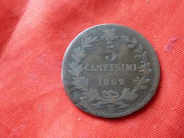 Italie - oude 5 centesimi 1862 N fr+ brons (3775 3 beschikbaar voor biedingen