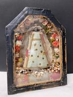 Ca 1900 madonna kind wassen bloemen lijst, Ophalen of Verzenden