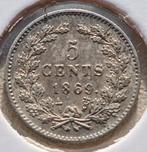 5 cent 1869, Postzegels en Munten, Munten | Nederland, Koning Willem III, Zilver, Ophalen of Verzenden, Losse munt