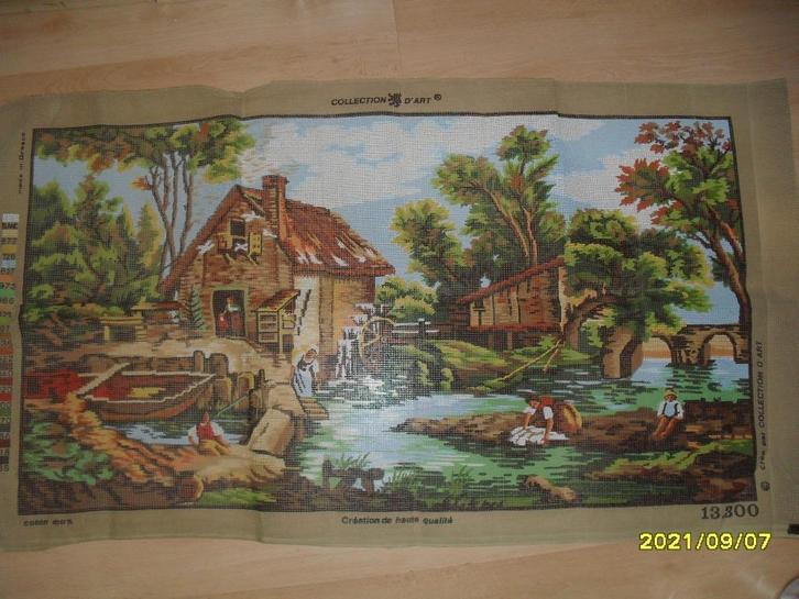 NIEUW GROOT Voorbedrukt stramien Watermolen. Ook DMC garens, Hobby en Vrije tijd, Borduren en Borduurmachines, Nieuw, Onderdeel of Toebehoren