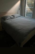 Ledikant 160x200 incl. matras en dekbed, Ophalen, Gebruikt, Beige, Tweepersoons