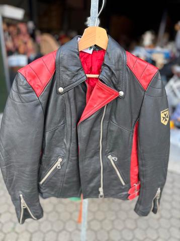 Vintage Harro Leren Motorjas Rood/Zwart beschikbaar voor biedingen
