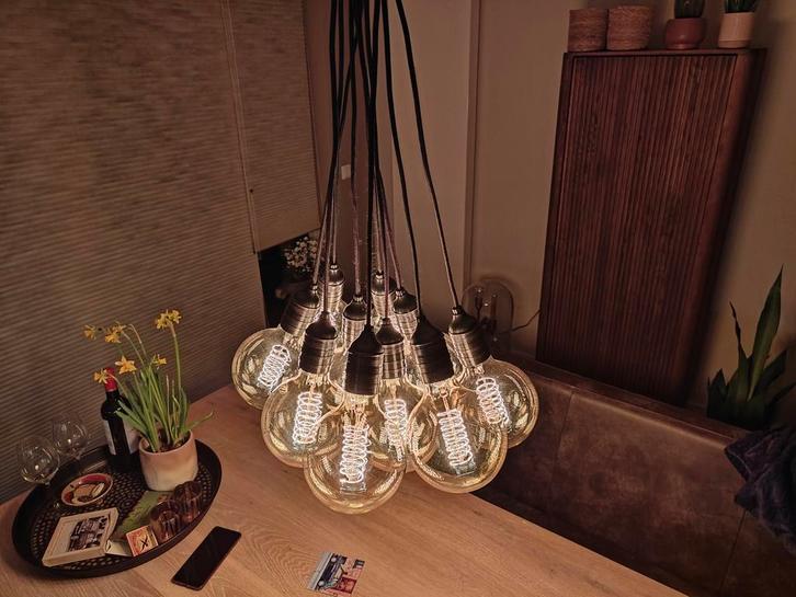Eichholtz Hanglamp met 10 Vintage Lichtbollen + 5 Extra, Huis en Inrichting, Lampen | Hanglampen, Zo goed als nieuw, 50 tot 75 cm