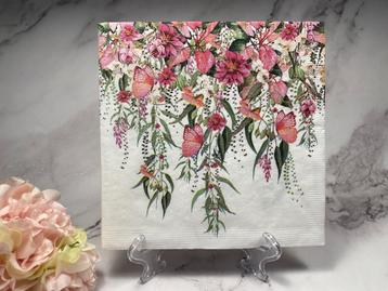 PPD knutsel servetten Tiziana roze bloemen decoupage nr HM41 beschikbaar voor biedingen