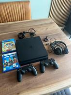 PS 4 slim 1 TB + 2 controllers, 2 spellen en headset, Spelcomputers en Games, Spelcomputers | Sony PlayStation 4, Ophalen, Met games