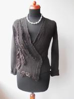 H. Leetink - prachtige donkerbruin merinowollen vest - 38, Kleding | Dames, Bruin, Verzenden, H. Leetink, Zo goed als nieuw