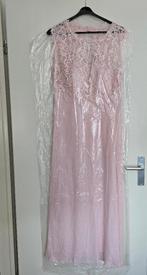 Maxi galajurk met kant parelroze - maat 44 + witte bolero., Kleding | Dames, Jurken, Ophalen, Bonprix, Maat 42/44 (L), Zo goed als nieuw