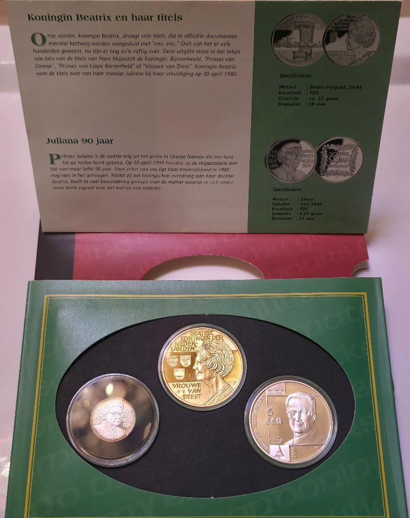 Muntclub Nederland-België – 1994/1999 – 29,4 g .925 Zilver, Ophalen, Zilver, Nederland