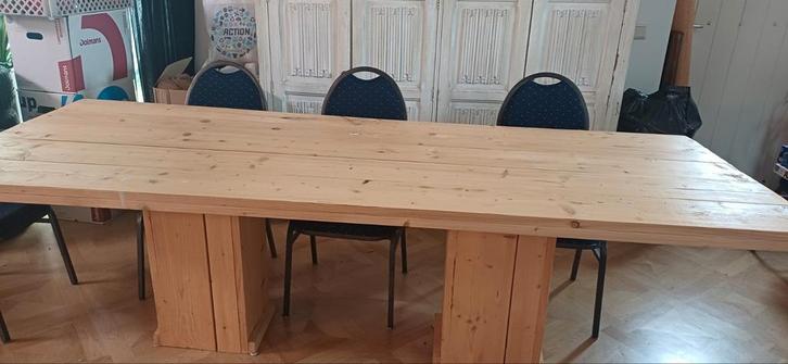 Onbehandelde houten tafel 250x100 cm, Huis en Inrichting, Tafels | Eettafels, Zo goed als nieuw, 50 tot 100 cm, Rechthoekig, Ophalen