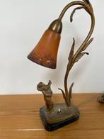 Antieke lamp met origineel gesigneerd geblazen kapje., Antiek en Kunst, Antiek | Lampen, Ophalen of Verzenden