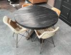 Ronden Eettafel met stalen Kruispoot en 4 stoelen, Ophalen, 50 tot 100 cm, Rond, 50 tot 100 cm