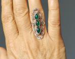925 zilveren ring met natuurlijke Groene Onyx steen, Sieraden, Tassen en Uiterlijk, Ringen, O.T., Nieuw, Ophalen of Verzenden